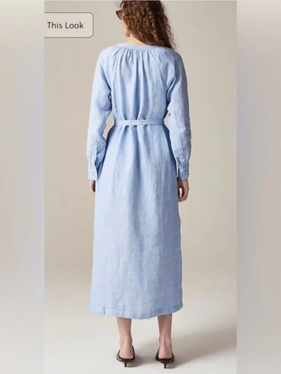 J. Crew Cabana Linen Dress. French Blue Full Slip. Pockets XS. NWT. $169.00 MSRP - Picture 3 of 8